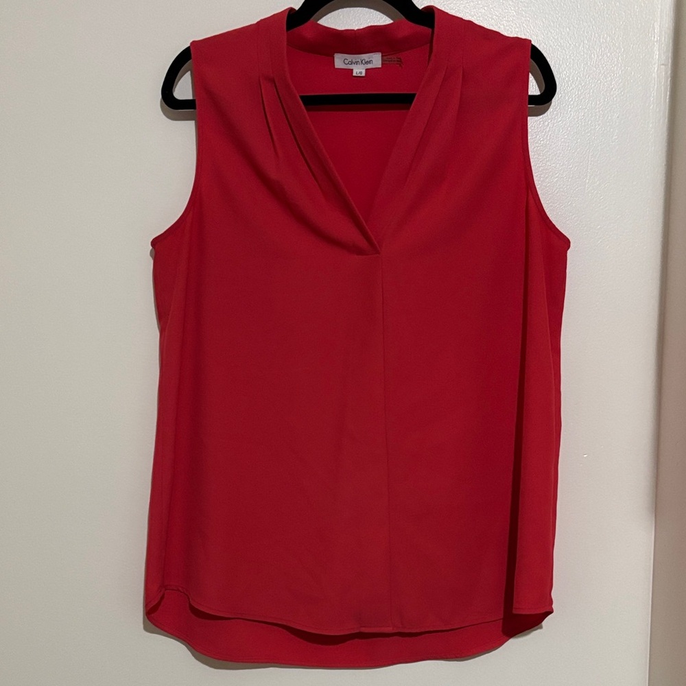 Calvin Klein Women's Red Sleeveless Blouse